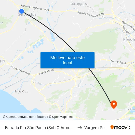 Estrada Rio-São Paulo (Sob O Arco Metropolitano) to Vargem Pequena map