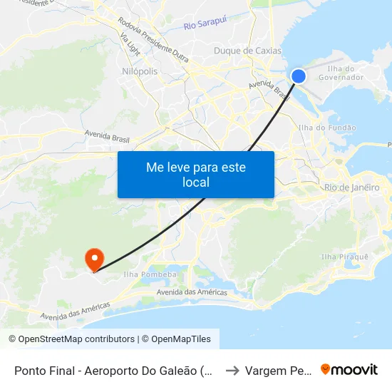 Ponto Final - Aeroporto Do Galeão (Área De Apoio) to Vargem Pequena map