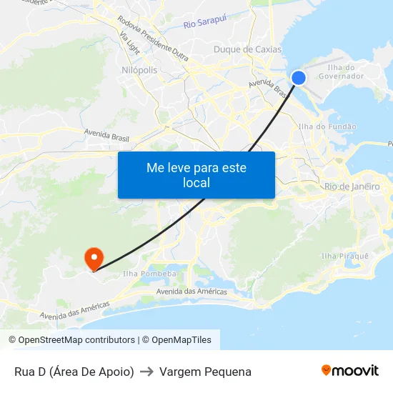 Rua D (Área De Apoio) to Vargem Pequena map