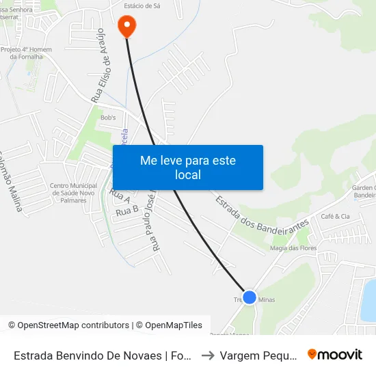 Estrada Benvindo De Novaes | Fontela to Vargem Pequena map
