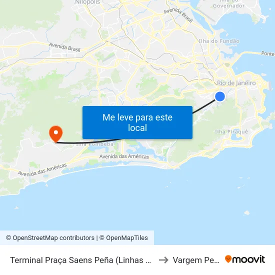Terminal Praça Saens Peña (Linhas 603, 626 E 645) to Vargem Pequena map