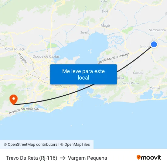 Trevo Da Reta (Rj-116) to Vargem Pequena map