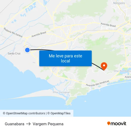 Guanabara to Vargem Pequena map