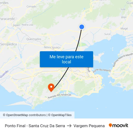 Ponto Final - Santa Cruz Da Serra to Vargem Pequena map