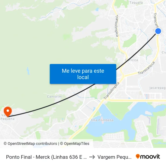 Ponto Final - Merck (Linhas 636 E 801) to Vargem Pequena map