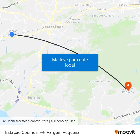 Estação Cosmos to Vargem Pequena map
