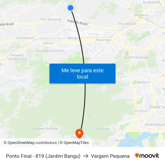 Ponto Final - 819 (Jardim Bangu) to Vargem Pequena map