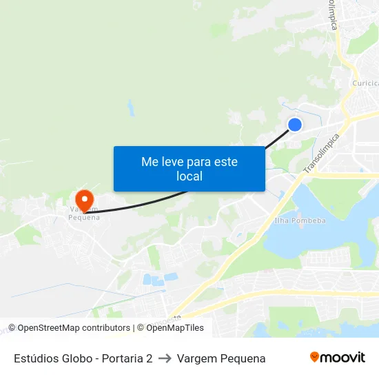 Estúdios Globo - Portaria 2 to Vargem Pequena map