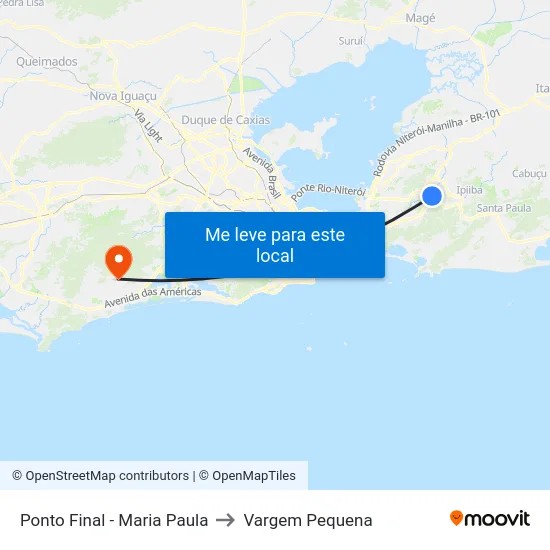 Ponto Final - Maria Paula to Vargem Pequena map