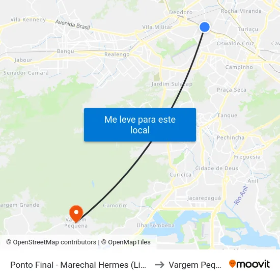 Ponto Final - Marechal Hermes (Linha 650) to Vargem Pequena map