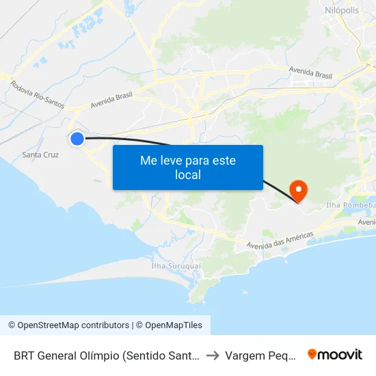 BRT General Olímpio (Sentido Santa Cruz) to Vargem Pequena map