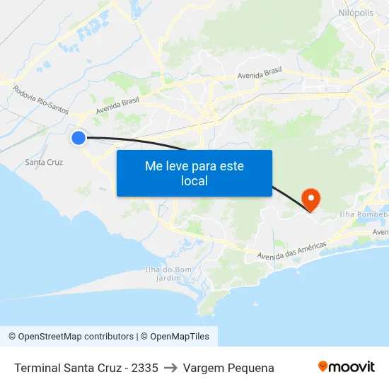 Terminal Santa Cruz - 2335 to Vargem Pequena map