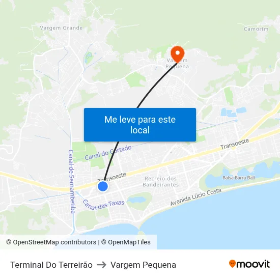 Terminal Do Terreirão to Vargem Pequena map