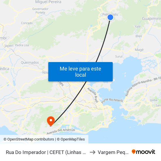 Rua Do Imperador | CEFET  (Linhas Petro Ita) to Vargem Pequena map