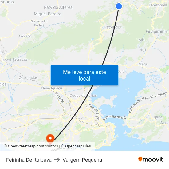 Feirinha De Itaipava to Vargem Pequena map