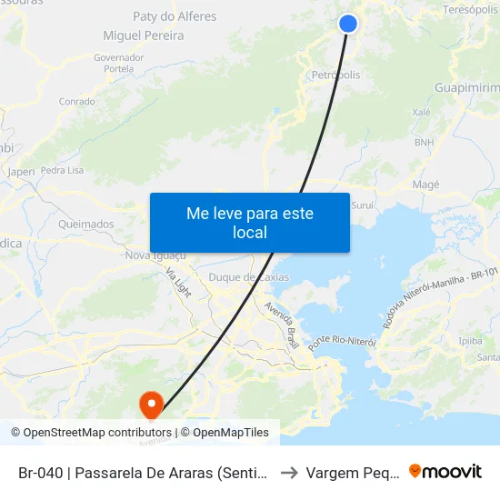 Br-040 | Passarela De Araras (Sentido Bingen) to Vargem Pequena map