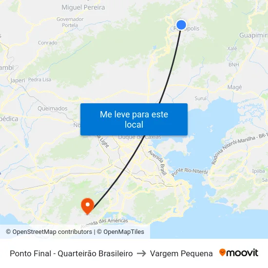 Ponto Final - Quarteirão Brasileiro to Vargem Pequena map