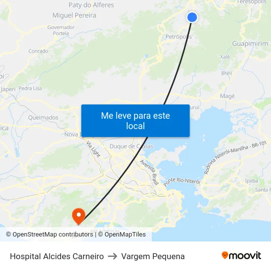 Hospital Alcides Carneiro to Vargem Pequena map