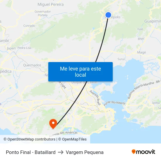 Ponto Final - Bataillard to Vargem Pequena map