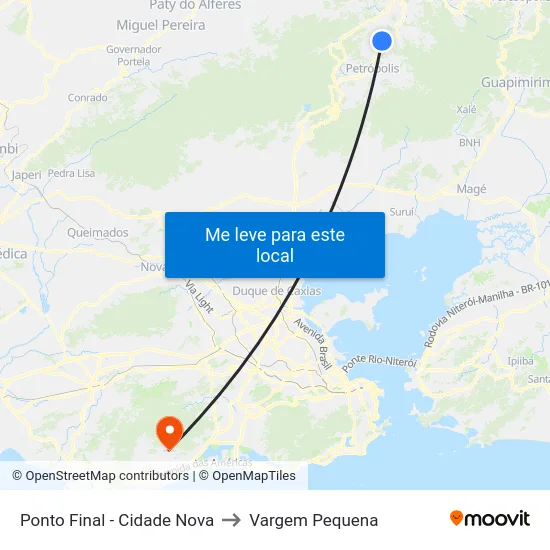 Ponto Final - Cidade Nova to Vargem Pequena map