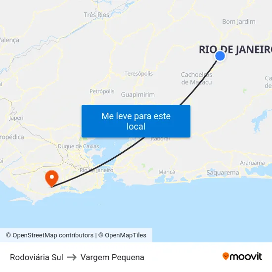 Rodoviária Sul to Vargem Pequena map