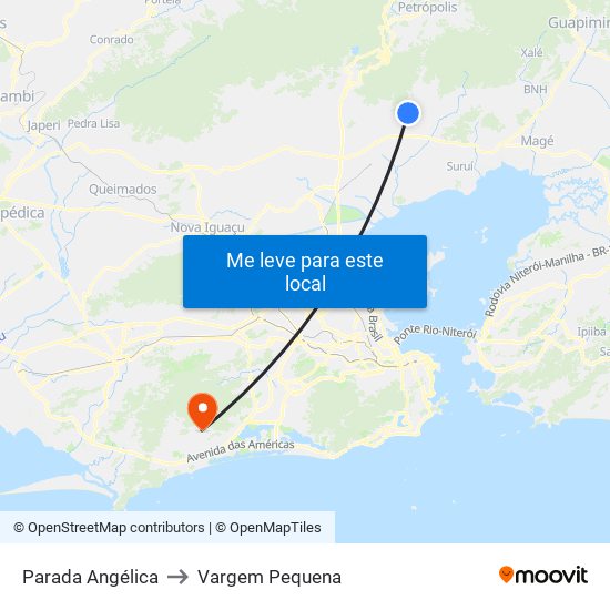 Parada Angélica to Vargem Pequena map