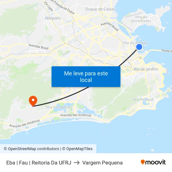 Eba | Fau | Reitoria Da UFRJ to Vargem Pequena map