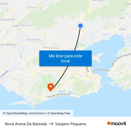 Nova Arena Da Baixada to Vargem Pequena map