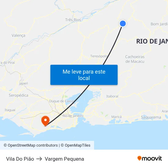 Vila Do Pião to Vargem Pequena map