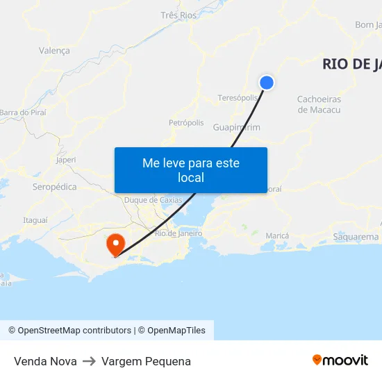 Venda Nova to Vargem Pequena map