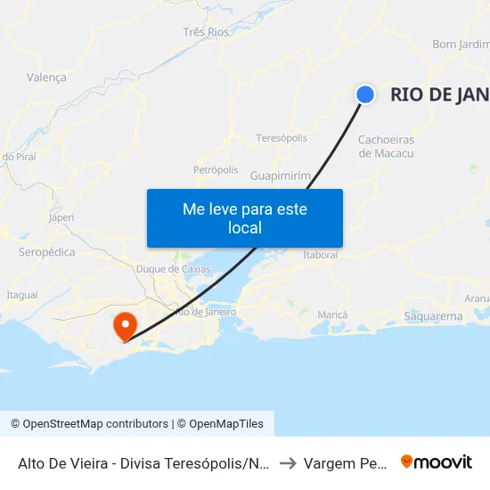 Alto De Vieira - Divisa Teresópolis/Nova Friburgo to Vargem Pequena map