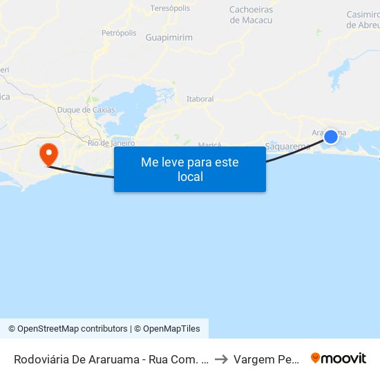 Rodoviária De Araruama - Rua Com. A. Carvalho to Vargem Pequena map