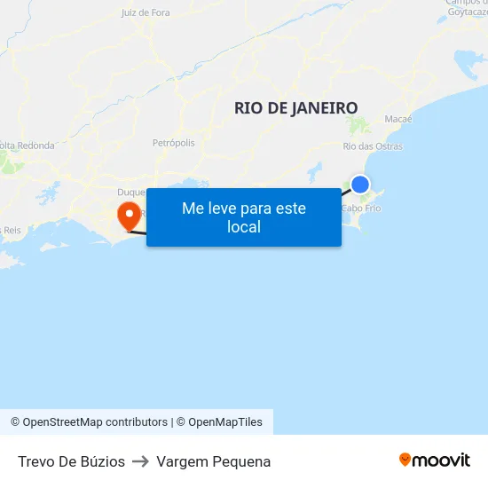 Trevo De Búzios to Vargem Pequena map