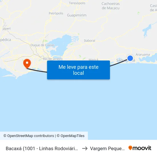 Bacaxá (1001 - Linhas Rodoviárias) to Vargem Pequena map