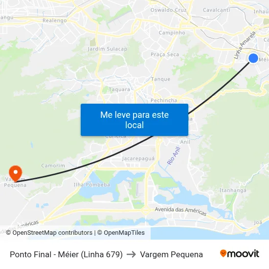 Ponto Final - Méier (Linha 679) to Vargem Pequena map