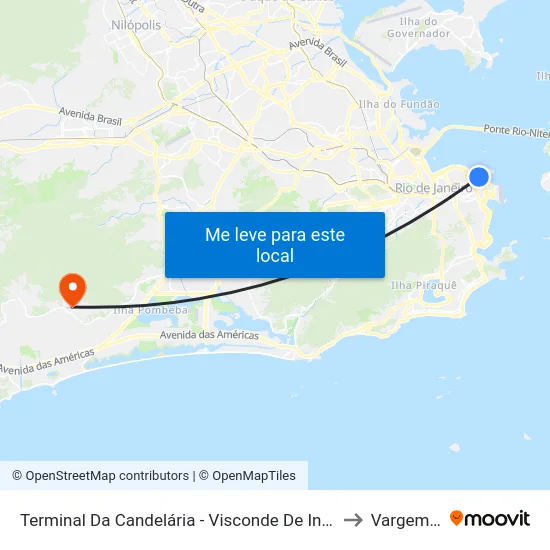 Terminal Da Candelária - Visconde De Inhaúma (Amparo, Fagundes E Mauá) to Vargem Pequena map
