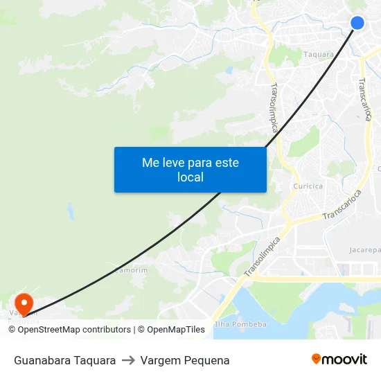 Guanabara Taquara to Vargem Pequena map