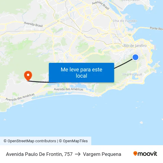 Avenida Paulo De Frontin, 757 to Vargem Pequena map