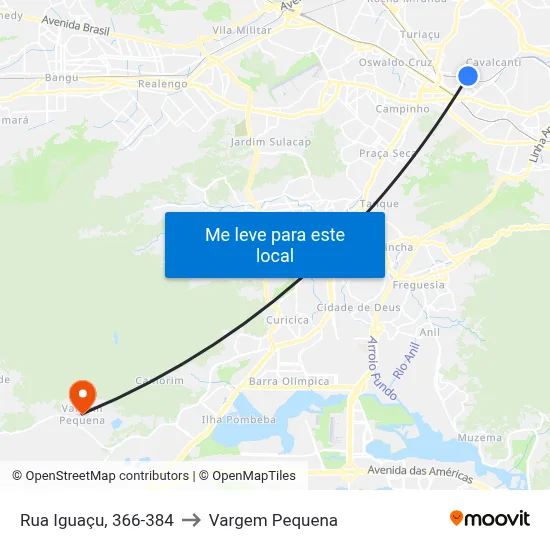 Rua Iguaçu, 366-384 to Vargem Pequena map
