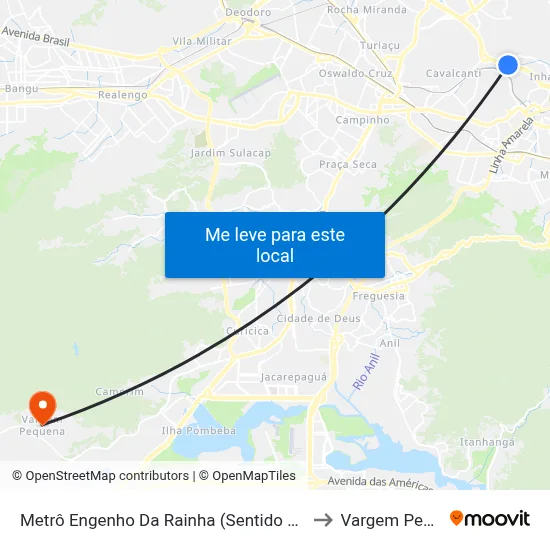 Metrô Engenho Da Rainha (Sentido Del Castilho) to Vargem Pequena map