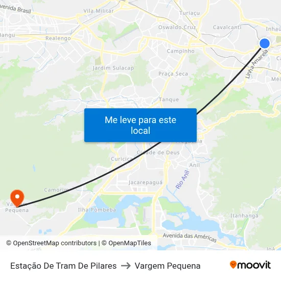 Estação De Tram De Pilares to Vargem Pequena map