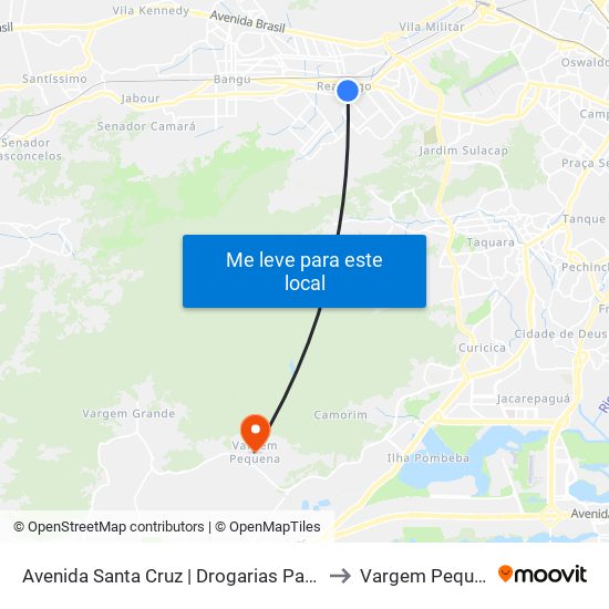 Avenida Santa Cruz | Drogarias Pacheco to Vargem Pequena map