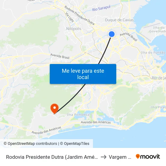 Rodovia Presidente Dutra (Jardim América / R. Min. Artur Costa) to Vargem Pequena map