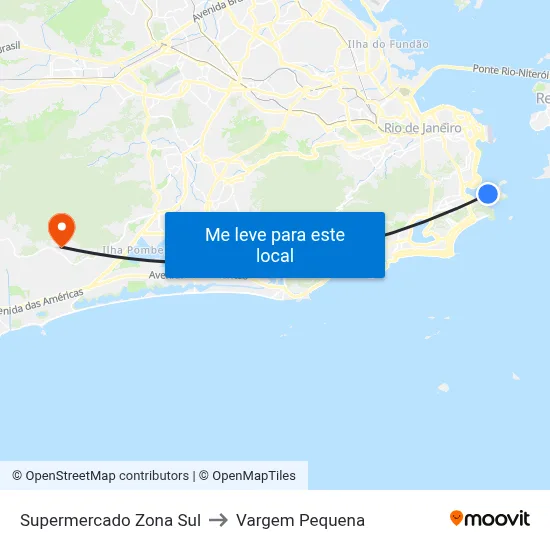 Supermercado Zona Sul to Vargem Pequena map