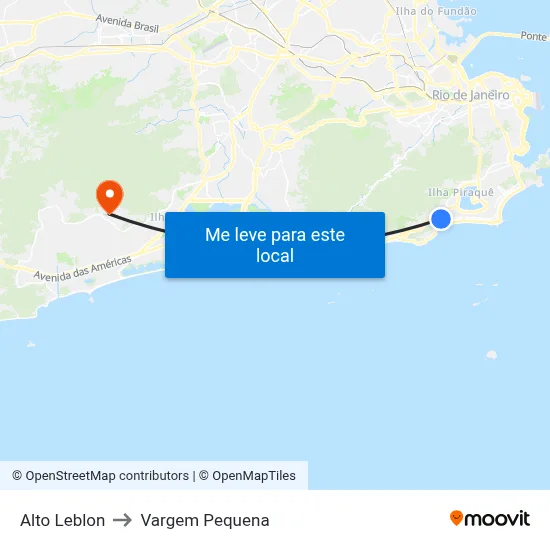 Alto Leblon to Vargem Pequena map
