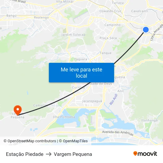 Estação Piedade to Vargem Pequena map
