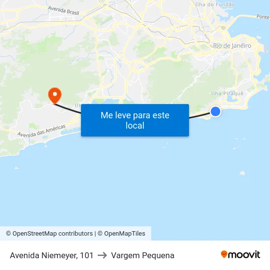 Avenida Niemeyer, 101 to Vargem Pequena map