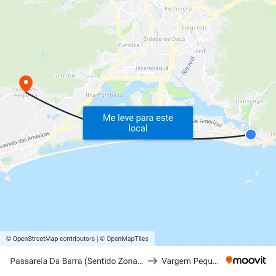 Passarela Da Barra (Sentido Zona Sul) to Vargem Pequena map