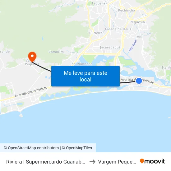 Riviera | Supermercardo Guanabara to Vargem Pequena map