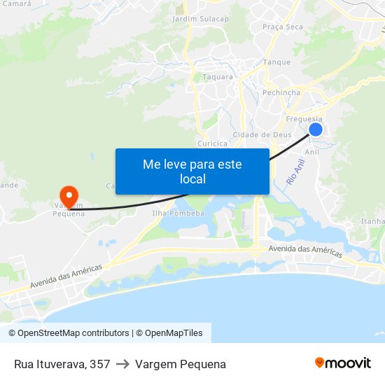 Rua Ituverava, 357 to Vargem Pequena map